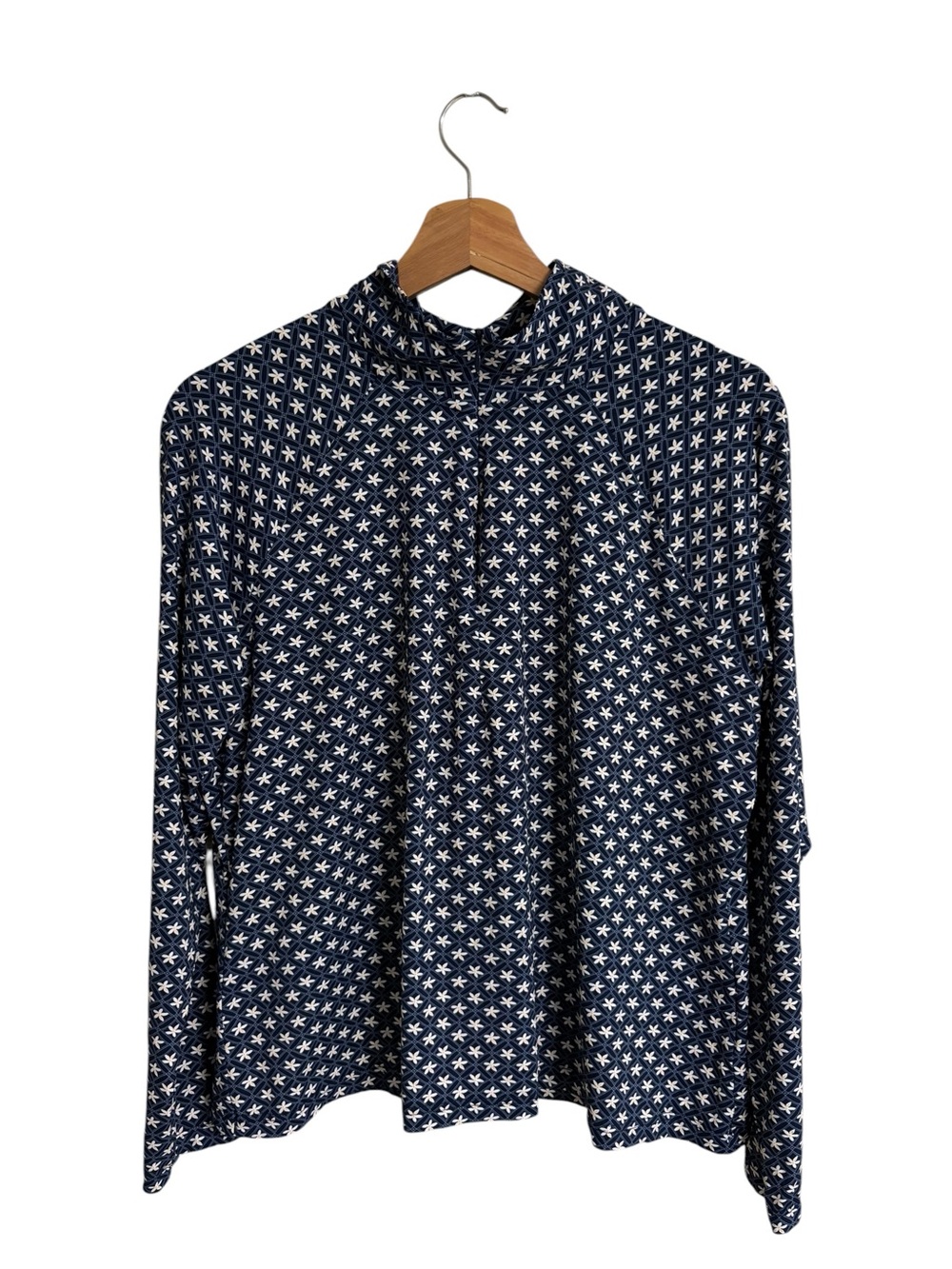 Lands’End navy blue allover geometric pattern 1/2 zip rash guard swim shirt XL - Picture 2 of 11